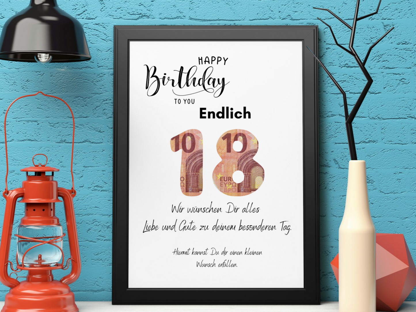 Endlich 18! Geldgeschenk Geburtstag zum selber basteln-Last Minute Geschenkidee-PDF Download