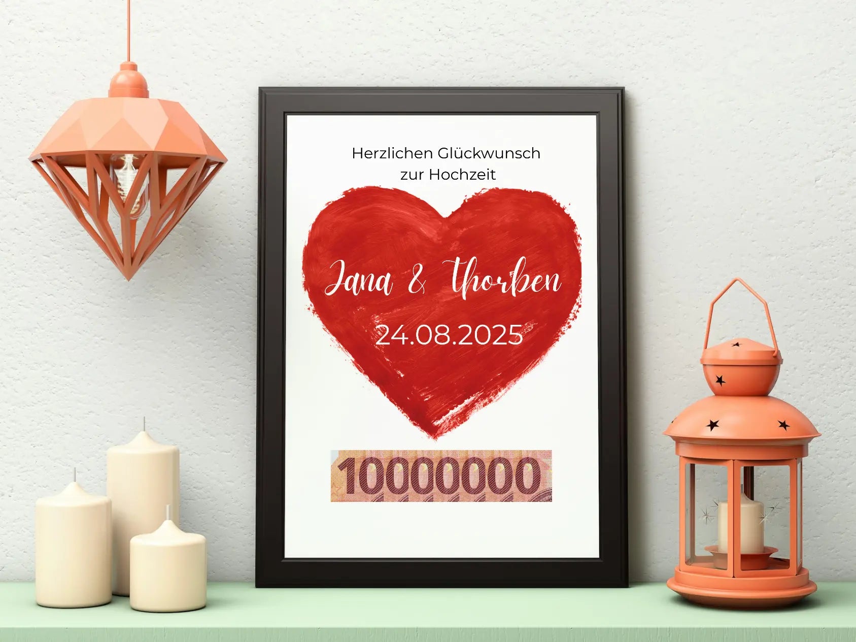 Geldgeschenk zur Hochzeit zum personalisieren – kreative Vorlage