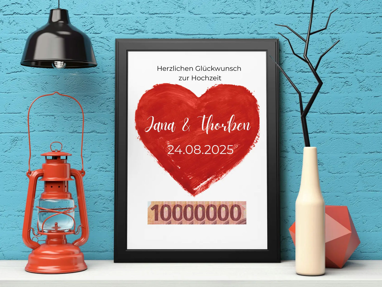 Geldgeschenk zur Hochzeit zum personalisieren – kreative Vorlage