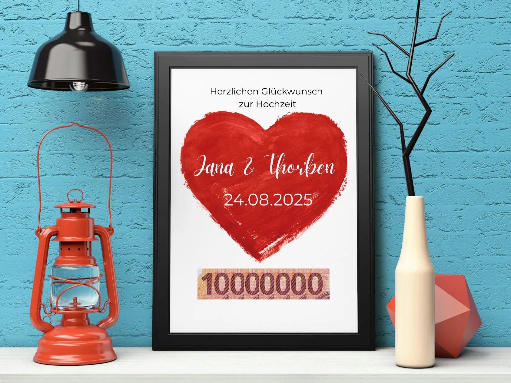 Geldgeschenk zur Hochzeit zum personalisieren – kreative Vorlage