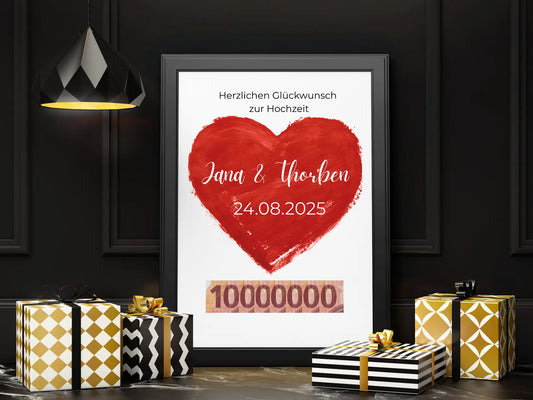 Geldgeschenk zur Hochzeit zum personalisieren – kreative Vorlage