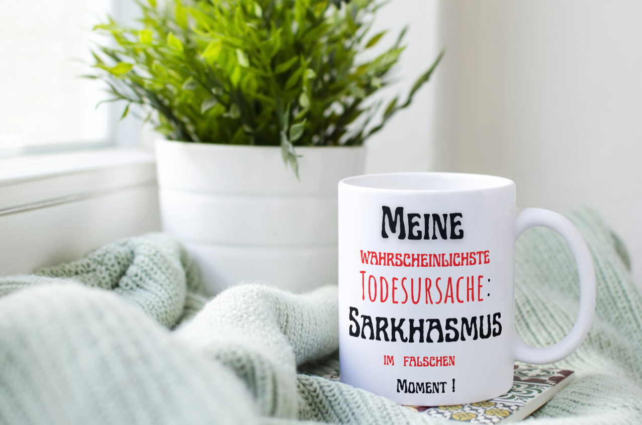 Geschenke Tasse – beidseitig bedruckt mit lustigem Spruch