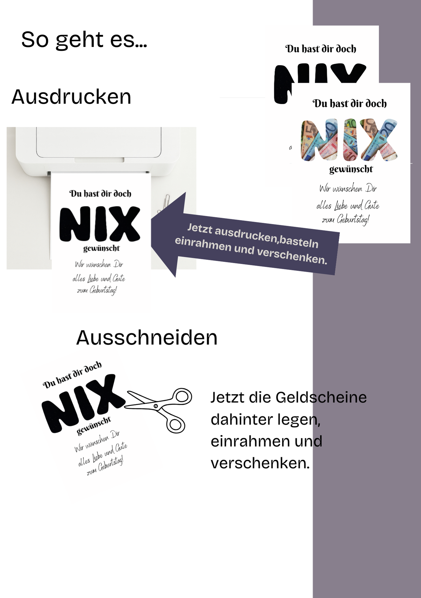 DU HAST DIR DOCH NIX GEWÜNSCHT! Geldgeschenk zum selbst ausdrucken, " Nix gewünscht", Last Minute Geschenkidee, kreative Geschenkidee zum Geburtstag, Weihnachten,Umzug, Abschied oder Jubiläum Mooncraftet Prints
