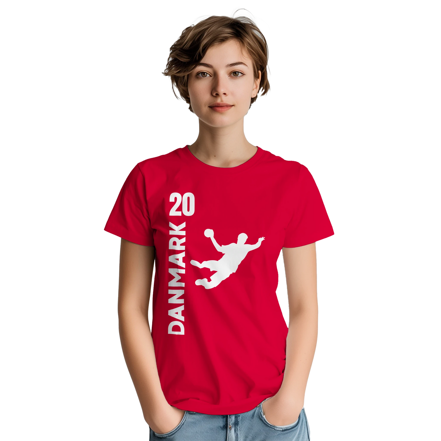 Handball T-Shirt Fanshirt - Dänemark rot-ist das Handball Geschenk für echte Handball Fans. Es ist personalisierbar vorne und hinten.