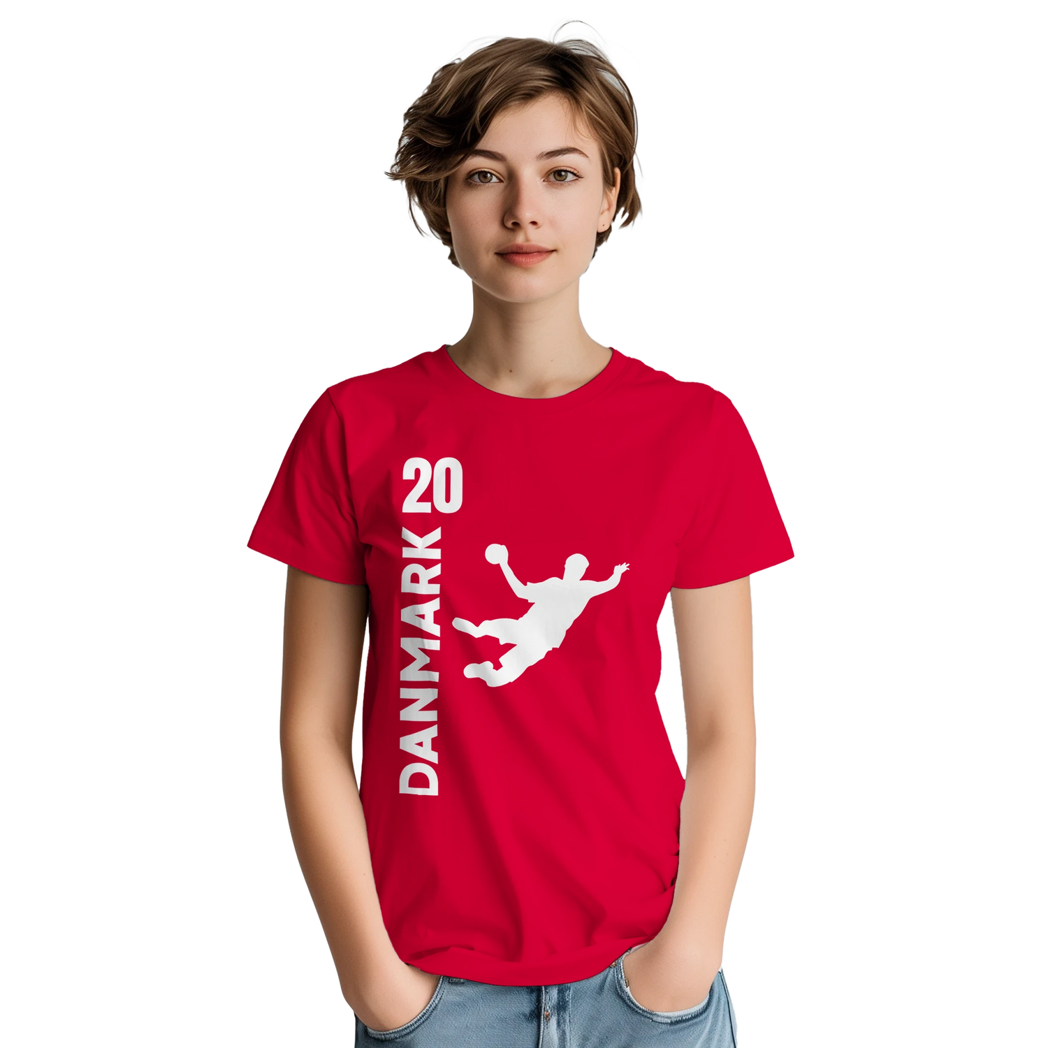 Handball T-Shirt Fanshirt - Dänemark rot-ist das Handball Geschenk für echte Handball Fans. Es ist personalisierbar vorne und hinten.