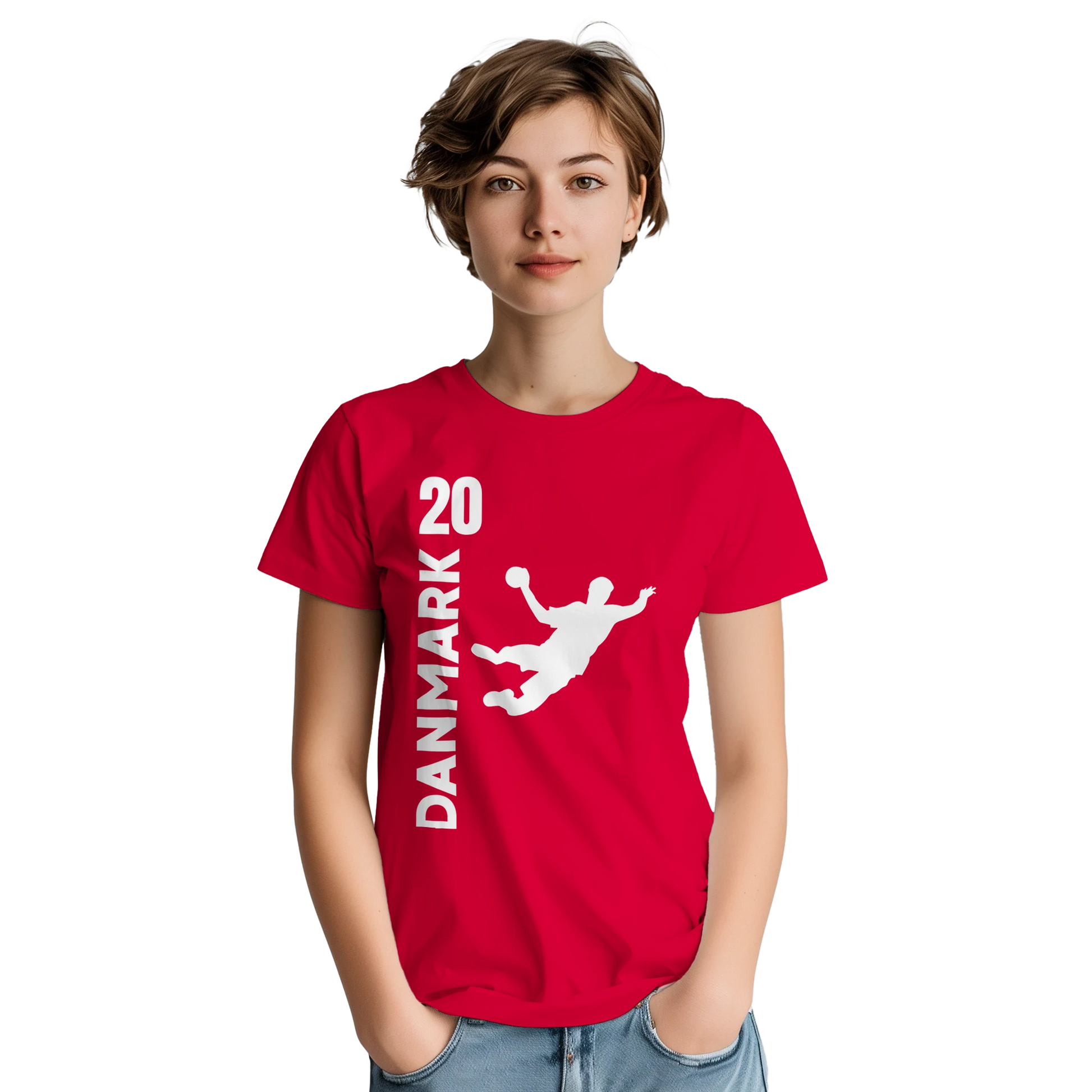 Handball T-Shirt Fanshirt - Dänemark rot-ist das Handball Geschenk für echte Handball Fans. Es ist personalisierbar vorne und hinten.